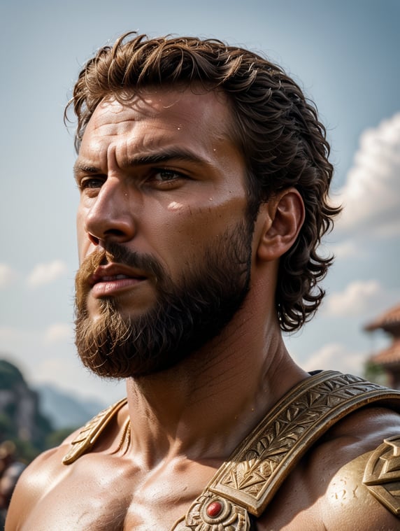 Realistic greek god ajax, clear, isolated, white background