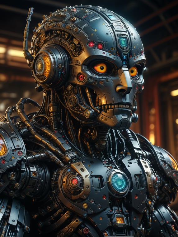 a mascot showing digital analytical and automation technologies embedded in it.