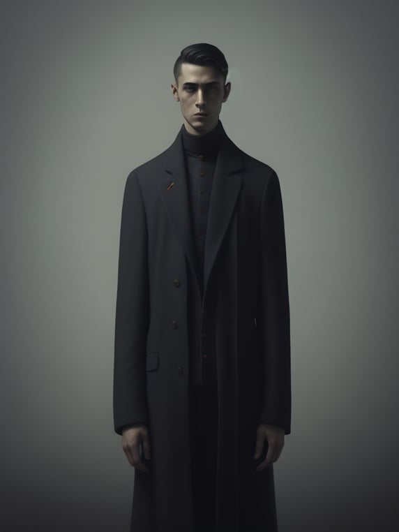 Mysterious, Absence, enigmatic male figures, in the style of mysterious void, René Magritte, Giorgio de Chiric
