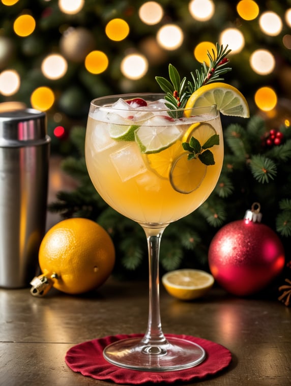 Festive Christmas Cocktail Premium Christmas gin cocktail, Christmas colours