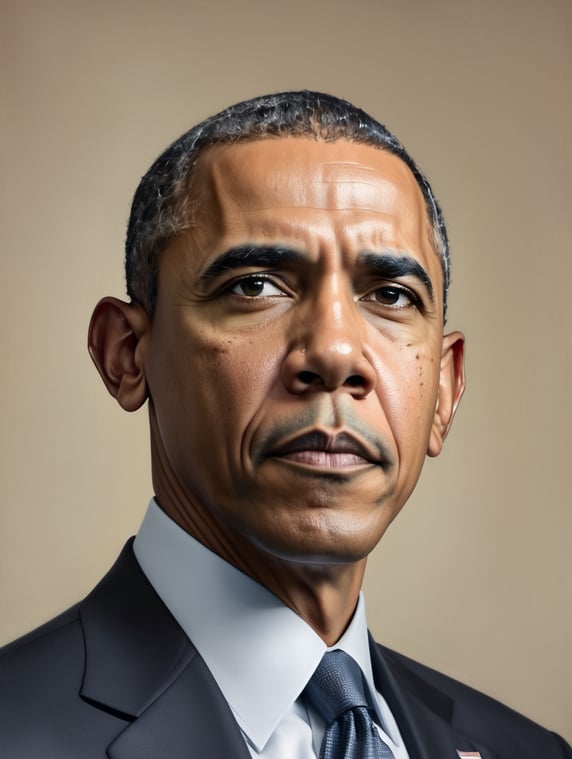 Portrait of Barack Obama, serious face, 3 4 shot