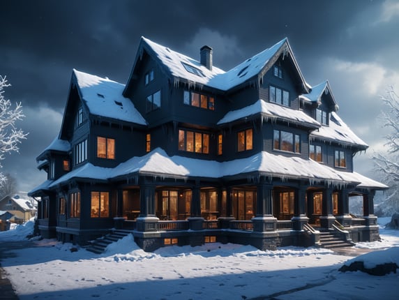 future modern house ice snow
