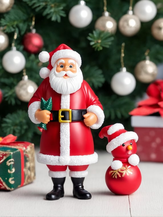 santa claus small plastic figure, christmas toy for the christmas tree