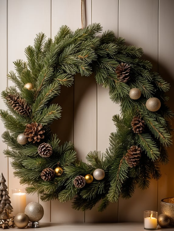 Premium Christmas pine tree wreath