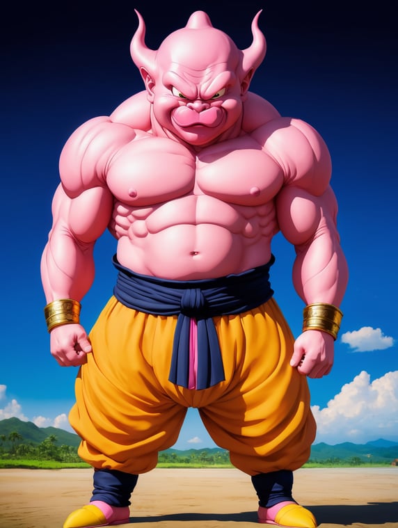 Majin Buu, anime style 2D; Majin Buu, anime style 2D