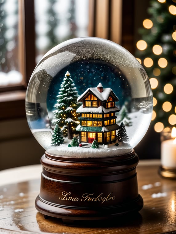 snow globe written by Lima family; globo de neve escrito familia lima