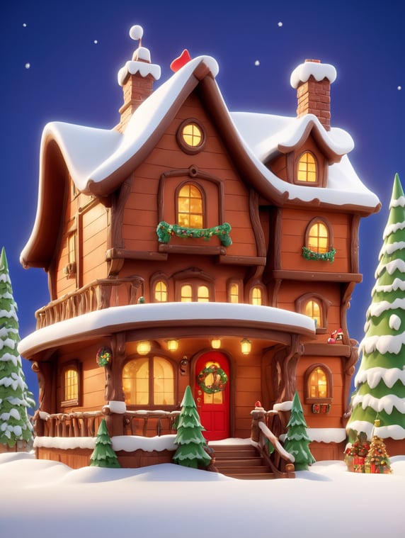 Beautiful brown big shiny funny santa clause house