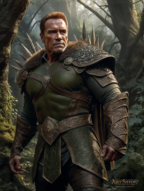 arnold schwarzenegger as wood elf in baldurs gate