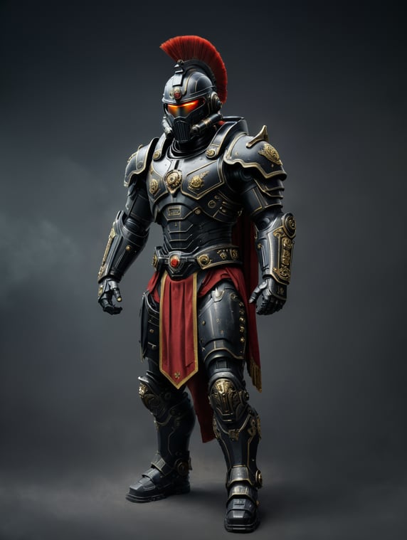 Roman Empire,future Power armor,black Centurion,hands Energy rifle