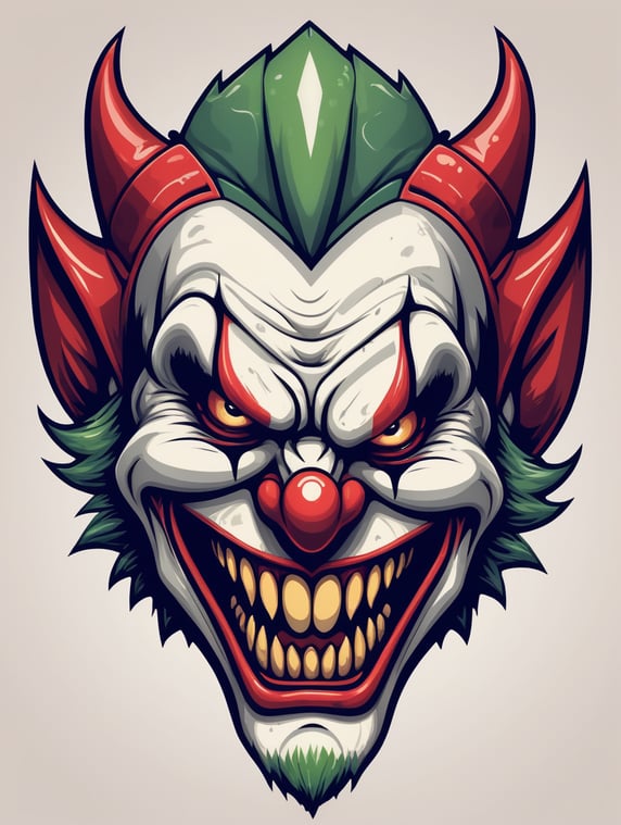 Joker head as clown mascot esports logo, angry, Sharp teeth alien style, detailed gaming logo, vector image