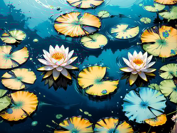 Water lilies on Crocodile. Blue color. Ball book; Водяные лилии на Крокодиле. Синий цвет. Шар книга