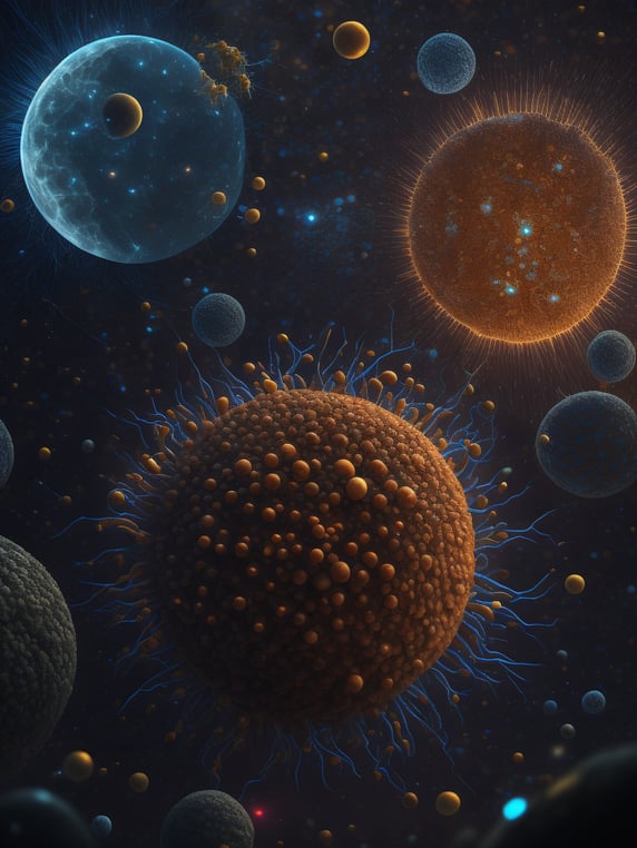 lucid dream, seismology, electron microscopy photography, microbiome studies, evolving, genome sequencing, quantum level