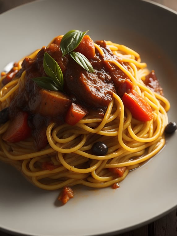 Spaghetti pasta dish Low Angle