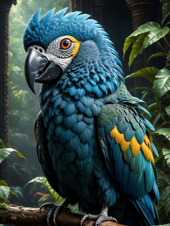 a lear's macaw in pixar and disney style; uma arara azul de lear no estilo pixar e disney