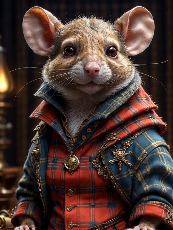 field mouse in plaid vivienne westwood outfit