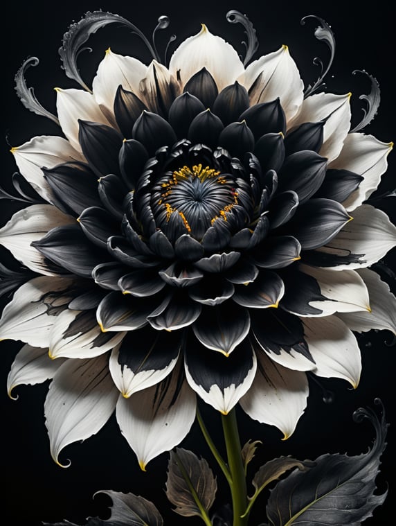 Minimalist Ink Flower Abstract Floral Art in Black Poster