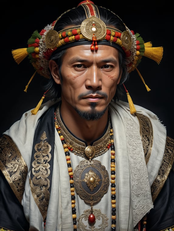 portrait of a man in Nanai national dress