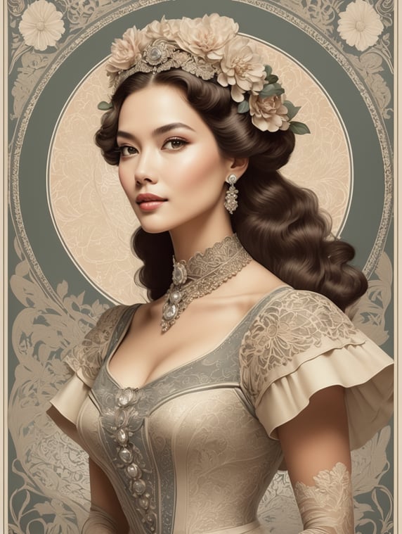 Well detailed female vintage poster