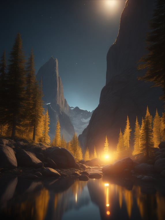 british columbia, surrounded by mountains and nature, beautiful lakes and rivers, northern lights, volumetric lighting, photorealistic, insanely detailed and intricate, canadian rocky mountains, 8k ultra hd, matte painting, night time, Sweeper3D, Ultra realistic, (35mm style:1. 1), ((best quality)), ((masterpiece)), ((realistic)), radiant light rays, highres, highly detailed, concept art, Exaggeration, Aesthetic, magazine, Backlight, light color , heavenly, shadowy, Realism, octane render, unreal engine 5, Shaders, Denoise, De-Noise, Ambient Occlusion