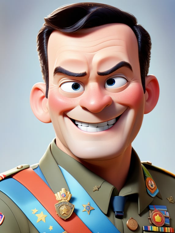 a man wearing military uniform, many medals, smiling