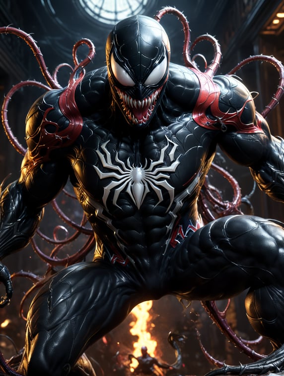 Venom fighting symbiote suit spider-man