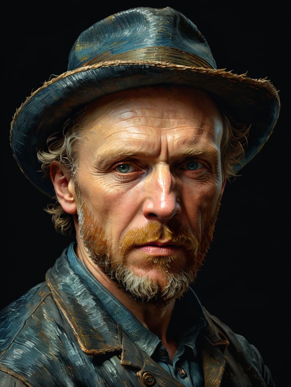 Create a modern-day realistic portrait of van gogh