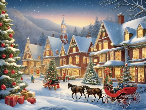 vintage Christmas postcard illustration