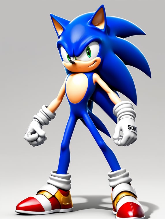 Sonic Super full body character,2D art anime style