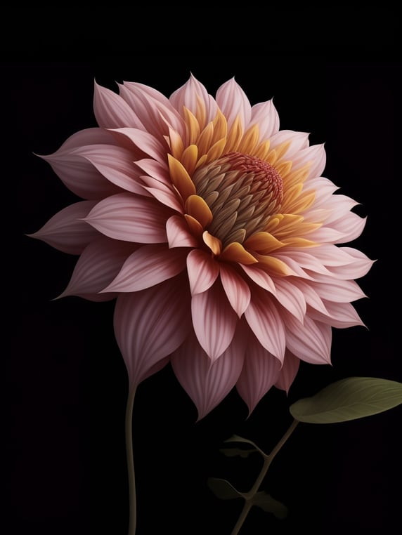 fractal flower, black background, deep colors, dark atmosphere, contrasting light, macro photography, close-up, high-quality details, deep focus, professional shot