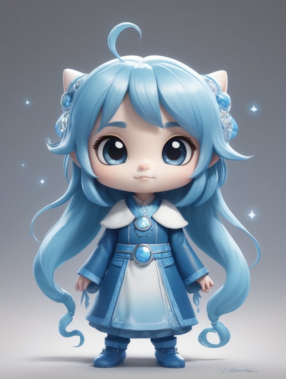 single, round, blue, spirit, ghostsly, essences, full view, chibi style, disney style, cartoon style, pixar style,