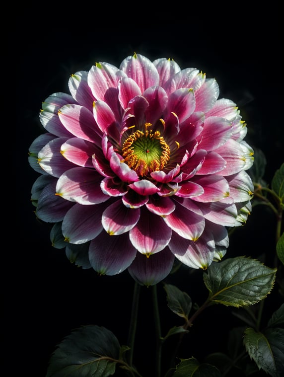 fractal peonys flowers, black background, deep colors, dark atmosphere, contrasting light, macro photography, close-up, high-quality details, deep focus, professional shot