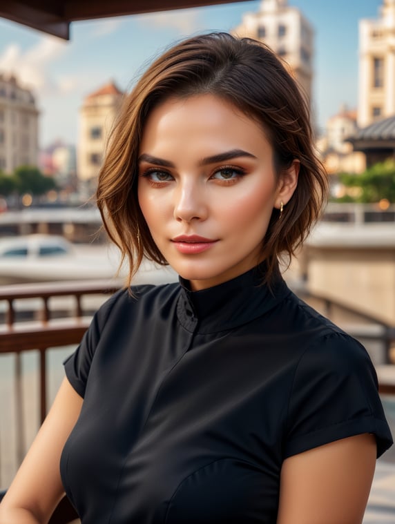 My Portrait, bright and saturated colors, elegant, highly detailed, vogue, fashion magazine, sharp focus, Bright expressive makeup, Dramatic Lighting, Depth of field, Incredibly high detailed, blurred background
