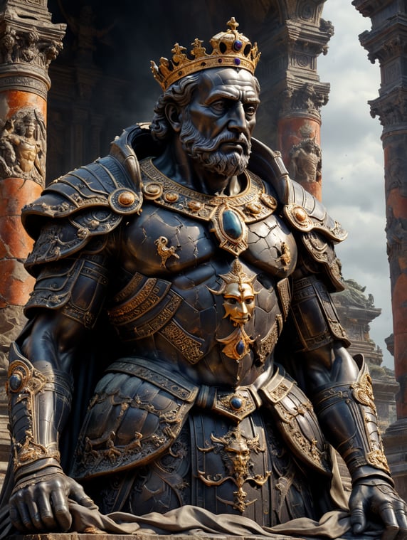 Cracked ancient statue of kings