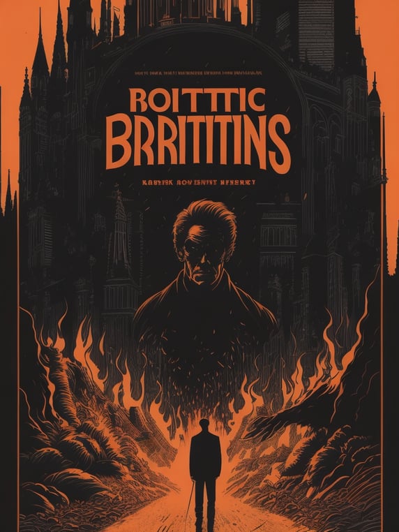 A 1970's movie poster of Burnt Offerings, horrorcore, trendy text