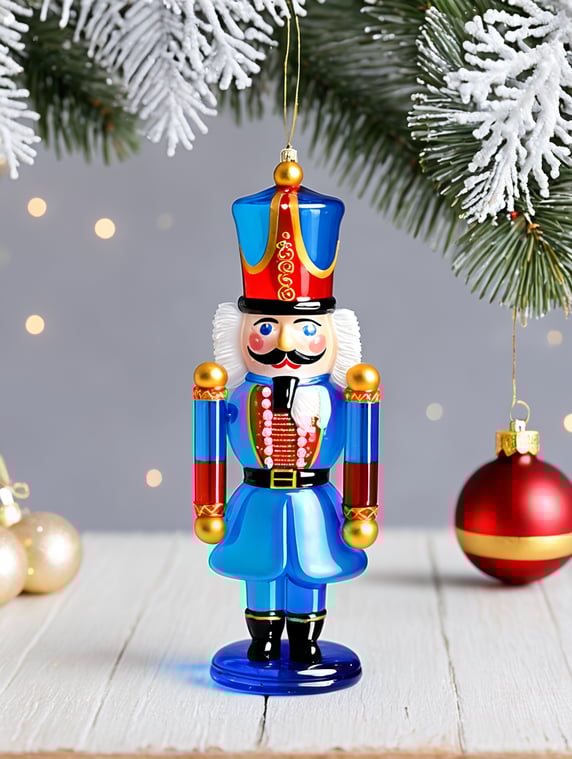 nutcracker small glass glass figure, Christmas toy for the Christmas tree