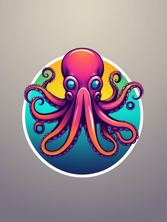 Octopus logo, bright colors, Gaming Logo, vector image