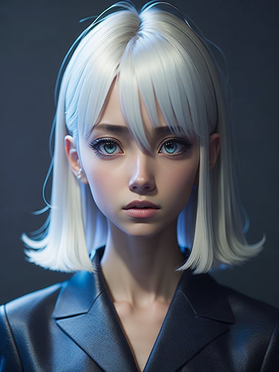 Girl who has platinum blond hair, 3d anime style, big anime eyes, anime face, very realistic and detailed anime styled hair, beautiful, dreamy, creative, aesthetic, realistic, detailed, 3d animation graphics, cinematic angle, cinematic light, 8k, ultra high resolution --v 5 --q 1 --s 500
