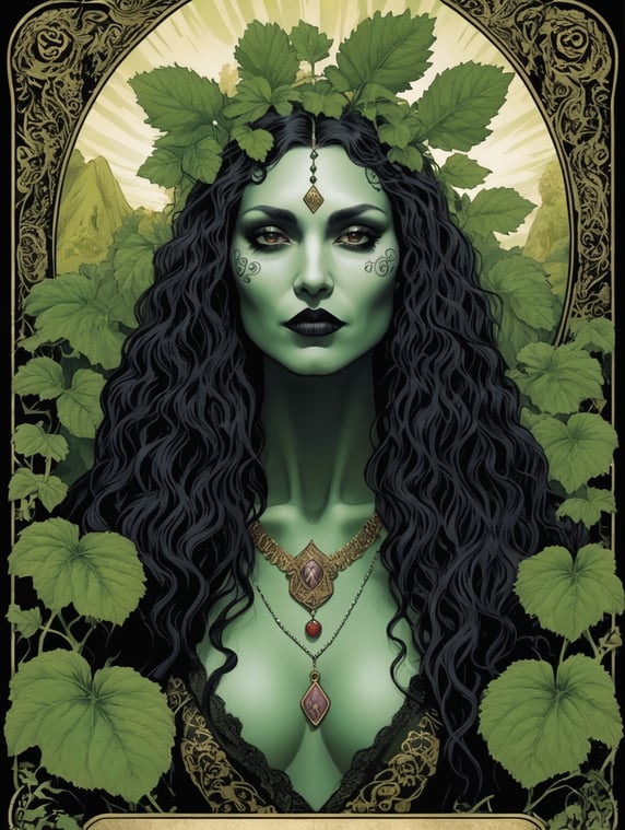 folk horror queen monster hirsute kudzu tarot card
