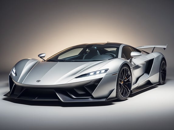 photorealistic electric supercar on a white background