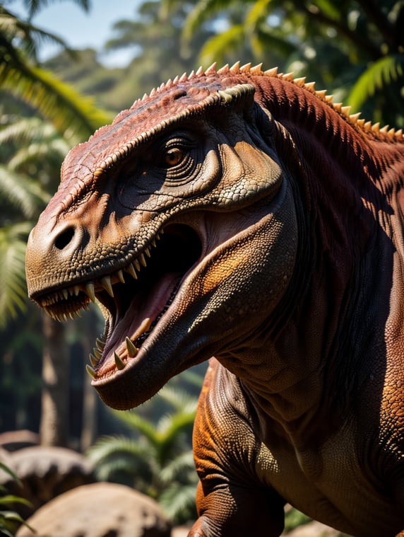 Tyrannosaurus rex, Vibrant colors, Depth of field, Incredibly high detail, Blurred background