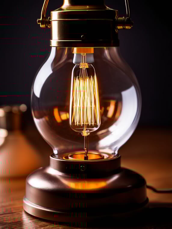 Edison lamp, macro photo, epic shot