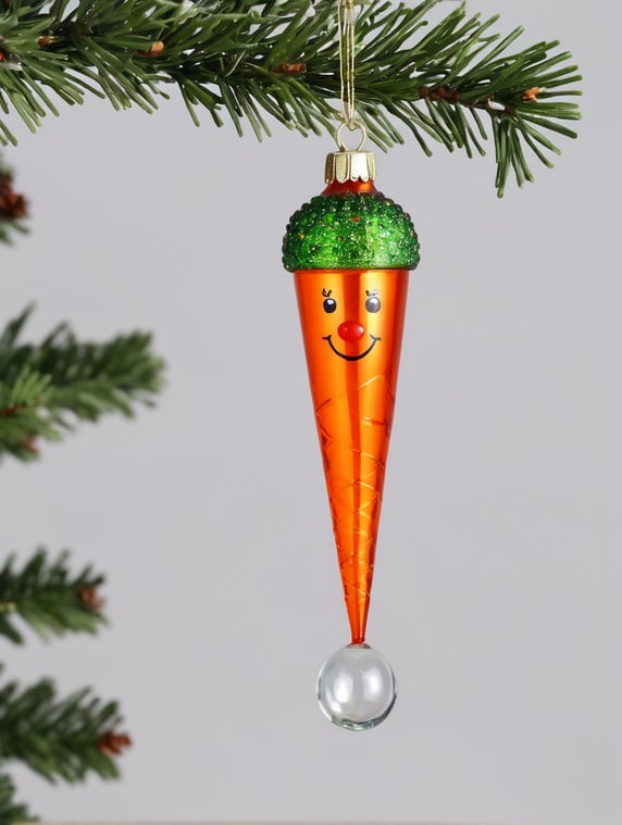 carrot small glass glass figure, Christmas toy for the Christmas tree