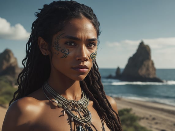 Make me an avatar image of an australian aboriginal girl using the illustration style of Moana as the references