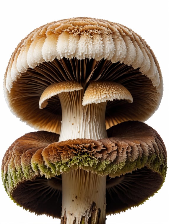 Australian lion's mane mushroom, isolated on white background, multi- design element for product packaging