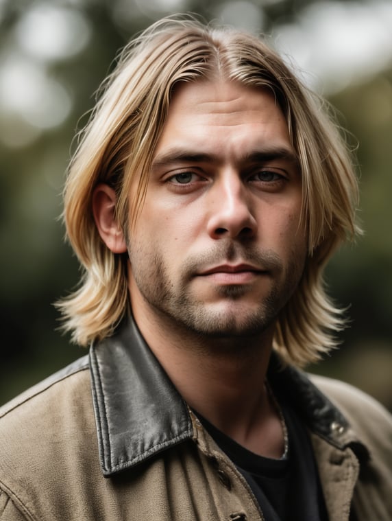 Create a realistic portrait of kurt cobain