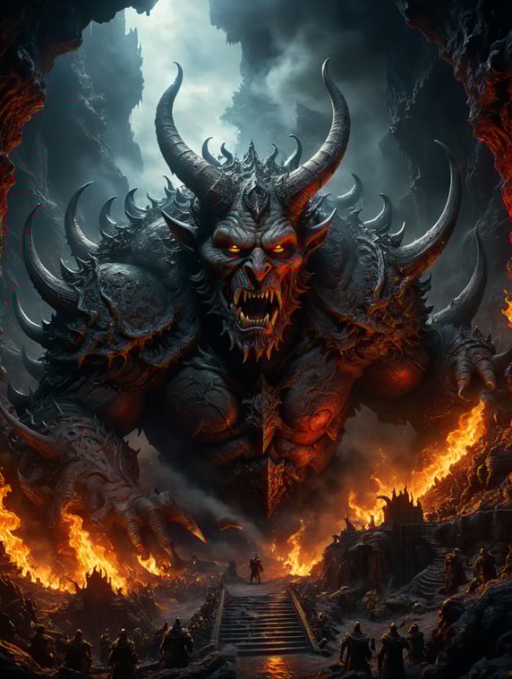Imagine the deepest section of hell, Photorealistic, 8k, HD, cinematography, epic composition Unreal Engine, Cinematic, Color Grading, Ultra-Wide Angle, Depth of Field, hyper-detailed, beautifully color-coded, insane details, intricate details, beautifully color graded, Unreal Engine, Cinematic, Color Grading, Editorial Photography, Photography, Photoshoot, Depth of Field, DOF, White Balance, 32k, Super-Resolution, Megapixel, ProPhoto RGB, VR, Halfrear Lighting, Backlight, Natural Lighting, Incandescent, Optical Fiber, Moody Lighting, Cinematic Lighting, Studio Lighting, Soft Lighting, Volumetric, Contre-Jour, Beautiful Lighting, Accent Lighting, Global Illumination, Screen Space Global Illumination, Ray Tracing Global Illumination, Optics, Scattering, Glowing, Shadows, Rough, Shimmering, Ray Tracing Reflections, Lumen Reflections, Screen Space Reflections, Diffraction Grading, Chromatic Aberration, GB Displacement, Scan Lines, Ray Traced, Ray Tracing Ambient Occlusion, Anti-Aliasing, FKAA, TXAA, RTX, SSAO, S