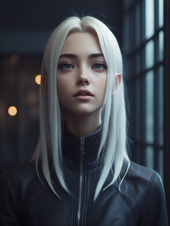 Girl who has platinum blond hair, 3d anime style, big anime eyes, anime face, very realistic and detailed anime styled hair, beautiful, dreamy, creative, aesthetic, realistic, detailed, 3d animation graphics, cinematic angle, cinematic light, 8k, ultra high resolution --v 5 --q 1 --s 500