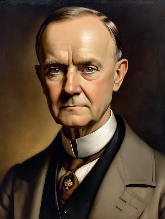 Portrait of Calvin Coolidge by Rembrandt Harmenszoon van Rijn, sad face, America, so sorry; Portrait of Calvin Coolidge by Rembrandt Harmenszoon van Rijn, sad face, America, so sorry