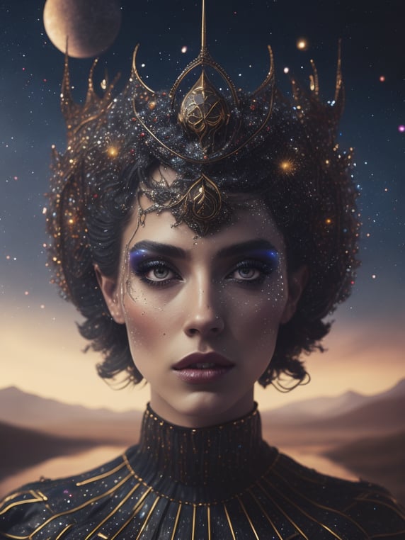 trippy Outer Space celestial carnival Queen, Wojciech Siudmak, surreal, beautiful, epic, spectacular