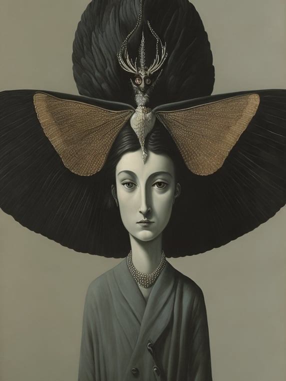 moth queen by rene magritte, leonora carrington